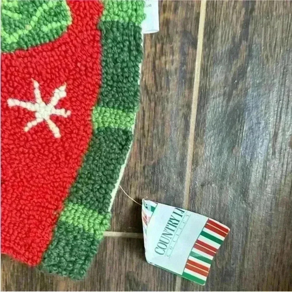 Wool Red, Green, And Cream "Country" Christmas Tree Skirt New With Tags! - Picture 6 of 10